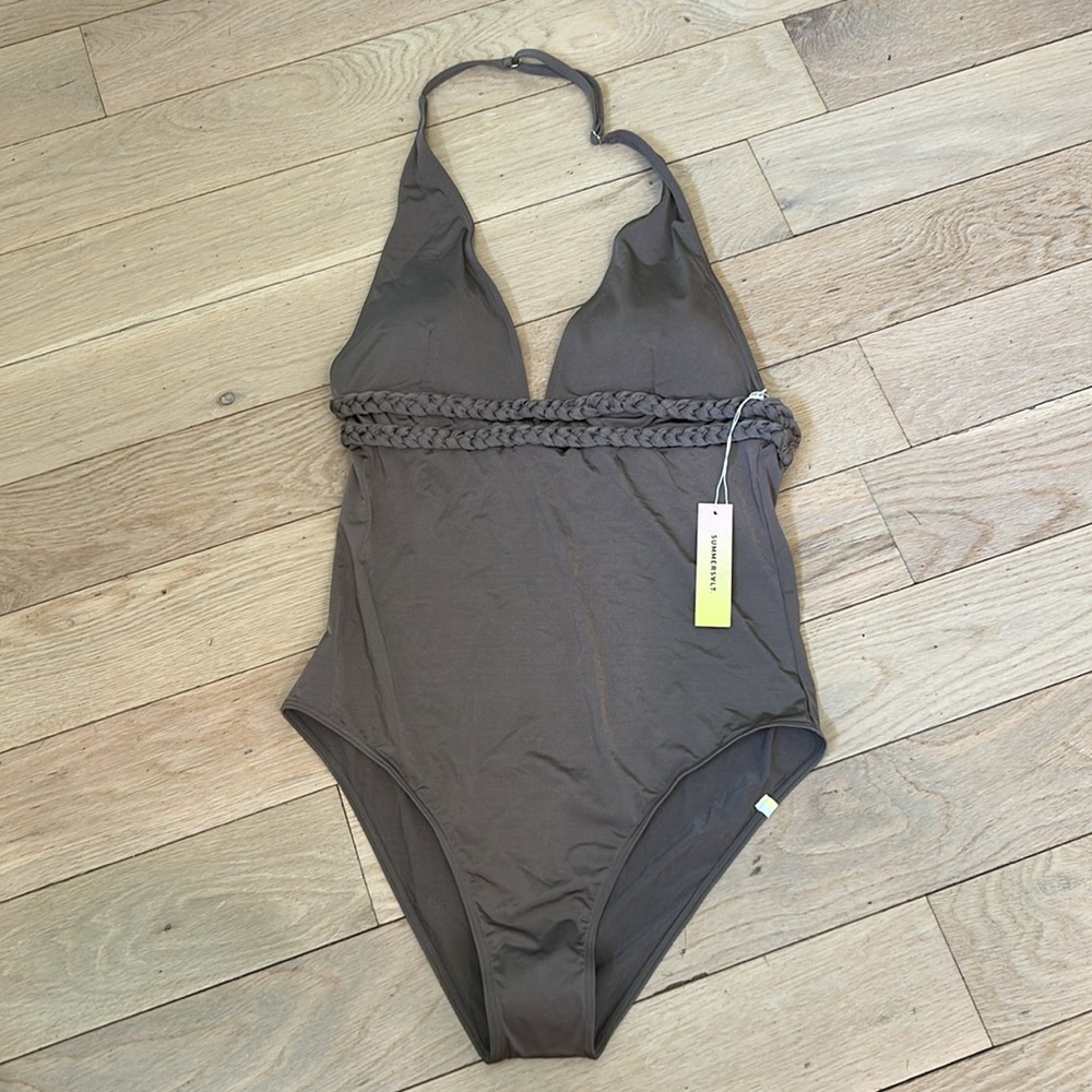 Summersalt Brown One Piece Swimsuit with Braided Halter Neck